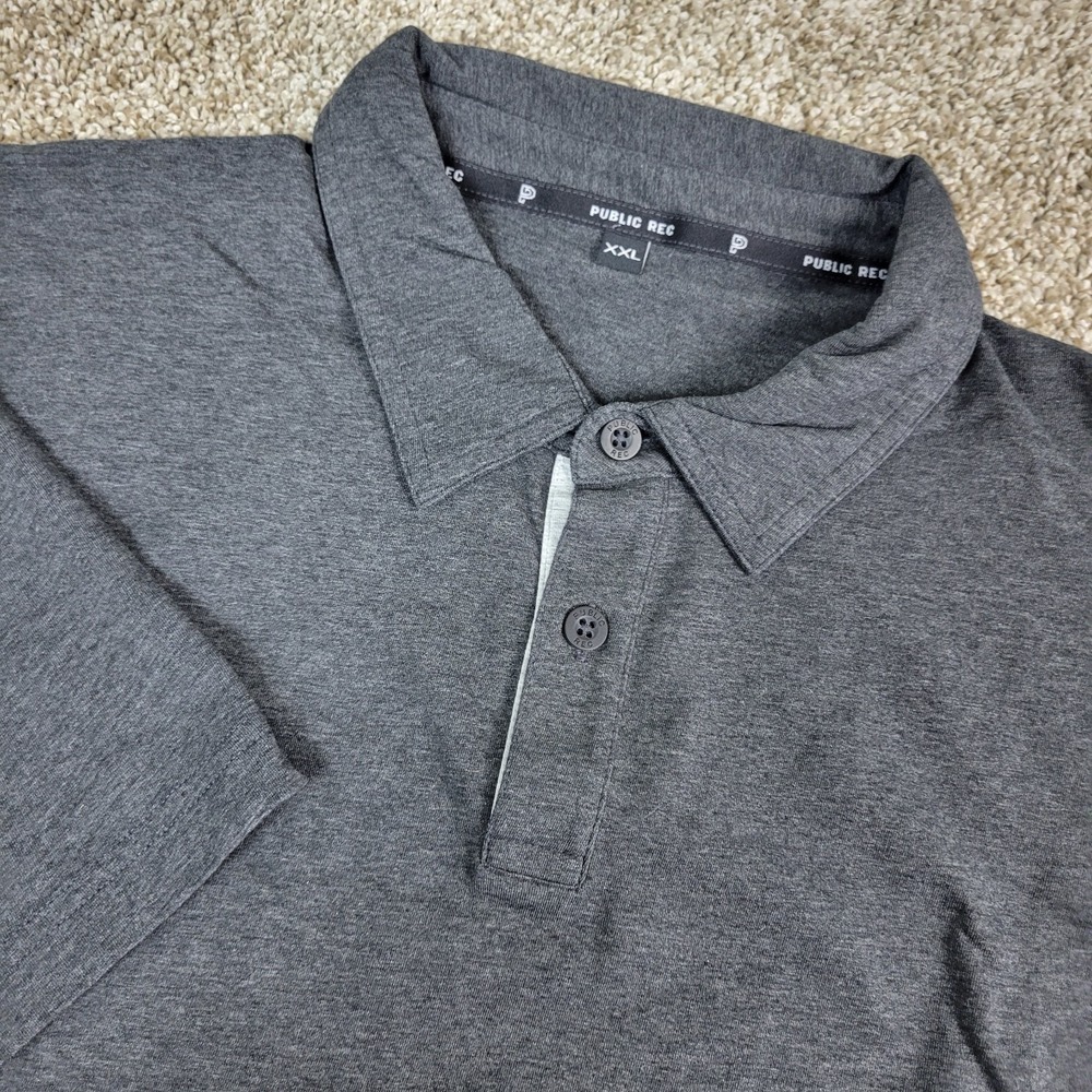 Public Rec Mens 2XL Solid Gray Performance Stretch Polo Short Sleeve